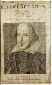 Porträt von William Shakespeare auf dem Frontispiz von Komödien, Historien und Tragödien