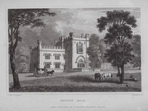 Bolton Hall von Nathaniel (after) Whittock