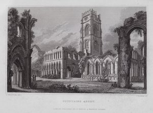 Fountains Abbey von Nathaniel (after) Whittock