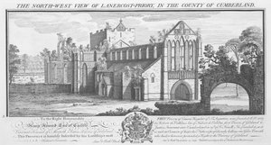 Nordwestansicht der Lanercost Priory in der Grafschaft Cumberland, 1739