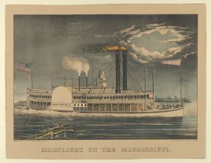 Mondlicht am Mississippi, 1872-74 von Currier and Ives