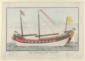 Die chinesische Dschunke Keying-Kapitän Kellett-wie sie im Hafen von New York erschien, 13. Juli 1847 von Nathaniel Currier