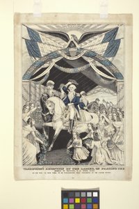 Washingtons Empfang durch die Damen beim Überqueren der Brücke in Trenton