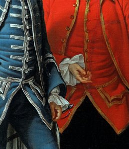 James Grant of Grant, John Mytton, der ehrenwerte Thomas Robinson und Thomas Wynne (Detail) von Nathaniel Dance Holland