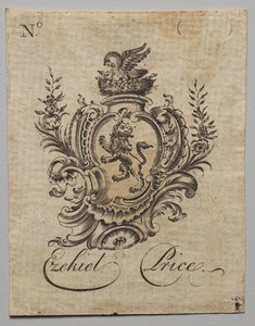 Exlibris: Wappen mit der Inschrift Ezekiel Price von Nathaniel Hurd