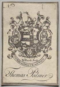Exlibris: Wappen mit der Inschrift Thomas Palmer