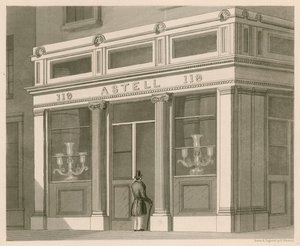 Ladenfront für Astell, Wein- und Spirituosenlager, Grafton Street, Tottenham Court Road von Nathaniel Whittock