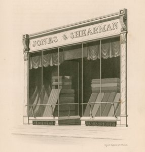 Ladenfront von Messrs Jones und Shearman, Blackfriars Road, London von Nathaniel Whittock