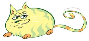Kurvige Katze - Karikatur von Neale Osborne