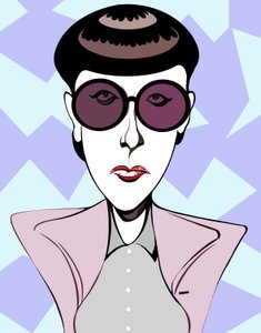 Edith Head, Karikatur mit dunkler Brille von Neale Osborne