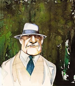 Jean Sibelius, karikiert als älterer Mann von Neale Osborne