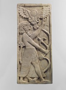 Möbelplakette mit einem männlichen Figur, der einen Baum greift, ca. 8. Jahrhundert v. Chr.