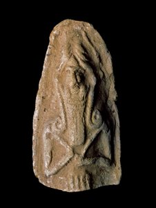 Sumerische Zivilisation: Figur eines Kriegsgottes. Terrakotta-Skulptur. Dim. 9 cm. Neo-Sumerische Periode (zwischen 2093 und 2004 v. Chr.) Aus der Nähe der Stätte von Ur. Bagdad, Nationales Irak-Museum