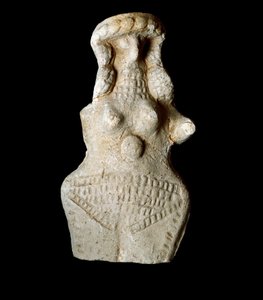 Sumerische Zivilisation: weibliche Figur. Terrakottaskulptur. Neo-sumerische Periode (zwischen 2093 und 2004 v. Chr.). Bagdad, Nationales Irak-Museum.