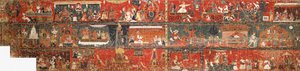 Eine große nepalesische historische Malerei, die eine Version der Legende von Red Avalokiteshvara darstellt, 1712 von Nepalese School