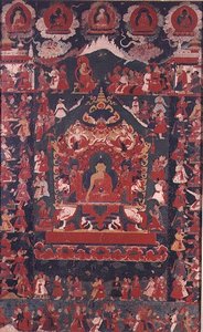 Buddha, der die Praxis des Almosenempfangs einführt, aus 