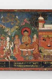 (Detail) von einem buddhistischen Manuskriptcover von Nepalese School