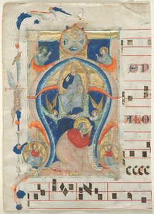 Fragment eines Antiphonars mit historisierter Initiale A: Christus in Majestät, 1308