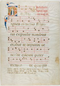 Die heilige Agnes in einem verzierten Initial "V" aus einem Antiphonar