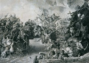 Ausfall Zrinys vor der Festung Szigetvár von Leopold Blonder