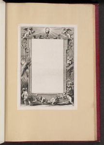 Randillustration mit Putti, die Opfergaben an Gott ernten