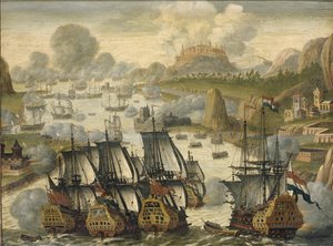 Die Seeschlacht von Vigo Bay, 23. Oktober 1702, ca. 1705 von Netherlandish Master