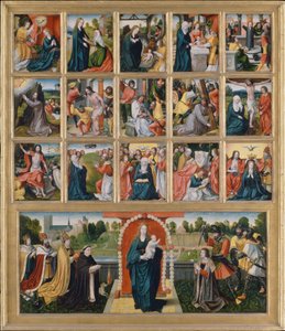 Die fünfzehn Geheimnisse und die Jungfrau des Rosenkranzes von Netherlandish Painter