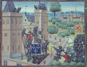 Die Eroberung von Wark Castle durch die Franzosen und Schotten, aus Buch II von 