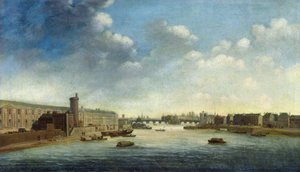 Die Seine vom Barbier-Brücke flussaufwärts, der Louvre