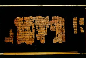 Fragmente des Dokuments mit den Taten des Pharaos Thutmosis III (Papyrus) von New Kingdom Egyptian
