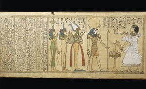Papyrus von Khonsumes, Das Buch der Toten, der Verstorbene bringt Opfergaben dar