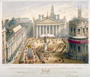 Eröffnung der Royal Exchange, City of London, 1844 von Newcombe