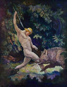 Odyssee: Die Wildschweinjagd (Farblithografie)