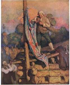 Kapitän Smollett trotzt den Meuterern: dann kletterte er auf das Dach und hisste eigenhändig die Farben von Newell Convers Wyeth