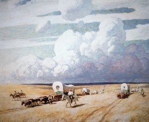 Planwagen ziehen nach Westen von Newell Convers Wyeth