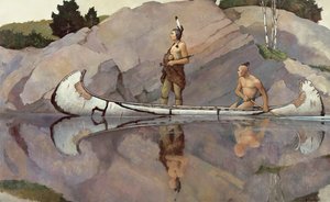 Indianer in einem Kanu von Newell Convers Wyeth