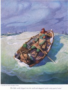 Das kleine Boot tauchte in die Wellen und schwankte unter jedem Windstoß