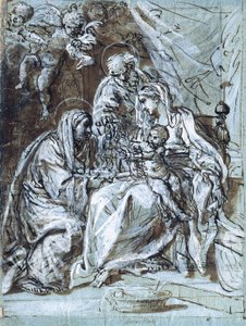 Die Heilige Familie und die Heilige Anna, einen Psalm lesend von Niccolò Berrettoni