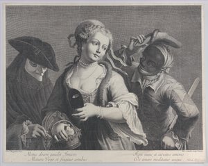 Drei Halbfiguren von einem venezianischen Karneval, 1750-1822