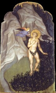 Der heilige Benedikt in der Wüste versucht von Niccolò di Pietro