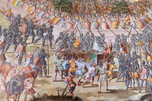 Detail des Freskos in der Halle der Schlachten der Schlacht von La Higueruela 1431 von Niccolo Granello