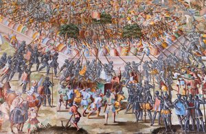 Detail des Freskos in der Halle der Schlachten der Schlacht von La Higueruela 1431 von Niccolo Granello