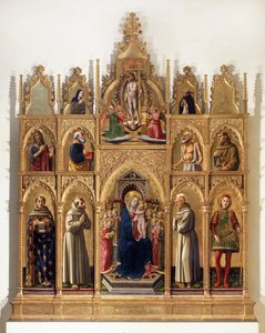Madonna auf dem Thron mit Kind, Engeln und Heiligen (Cagli Polyptychon) von Niccolo di Liberatore