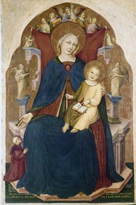 Madonna auf dem Thron mit Kind und zwei Verehrern