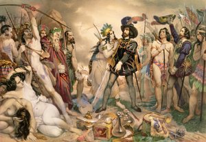 Eroberung von Mexiko: Hernando Cortes zerstört seine Flotte in Vera Cruz, 1519