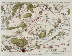 Karte des Teils von St. Omer, auf dem die wichtige Schlacht von Agincourt stattfand, Illustration aus 