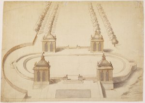 Entwurf für ein Bowling Green, Hampton Court, ca. 1689-91 von Nicholas Hawksmoor
