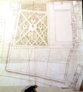 Lageplan und Vermessung von The Wilderness, Hampton Court, ca. 1710-14 von Nicholas Hawksmoor