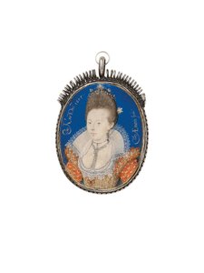 Eine Dame im goldenen Kleid mit hohem Kragen, 1605 von Nicholas Hilliard