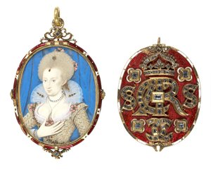 Porträtminiatur von Königin Anne von Dänemark (1574-1619) mit juwelenbesetztem Deckel, um 1611